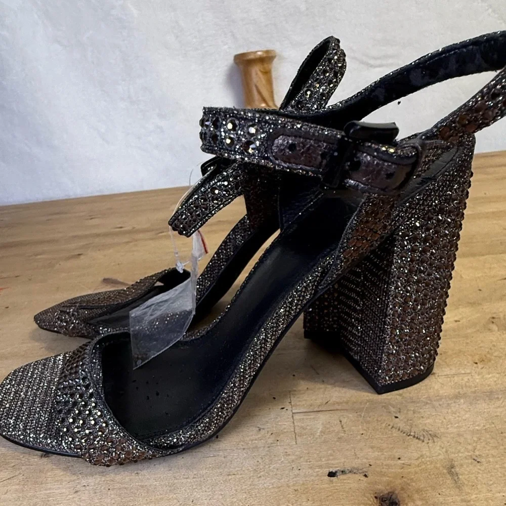Michael Kors rhinestone Block Heel Sandals Size 6